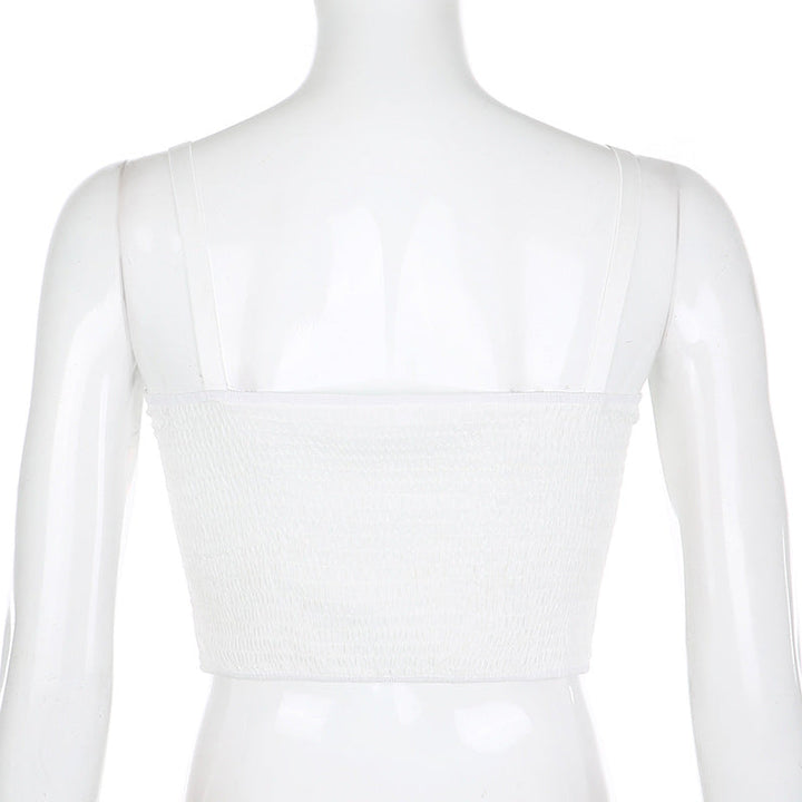 Top de tirantes con bordado floral y aros