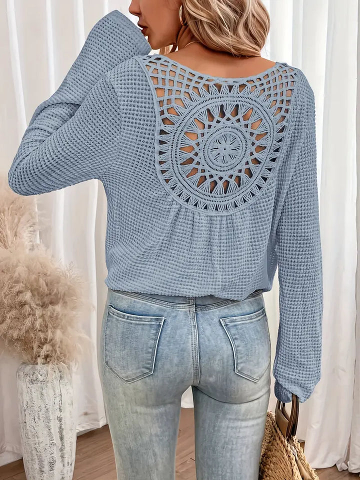 Sassa™ - Elegante top de cuello en V tipo waffle