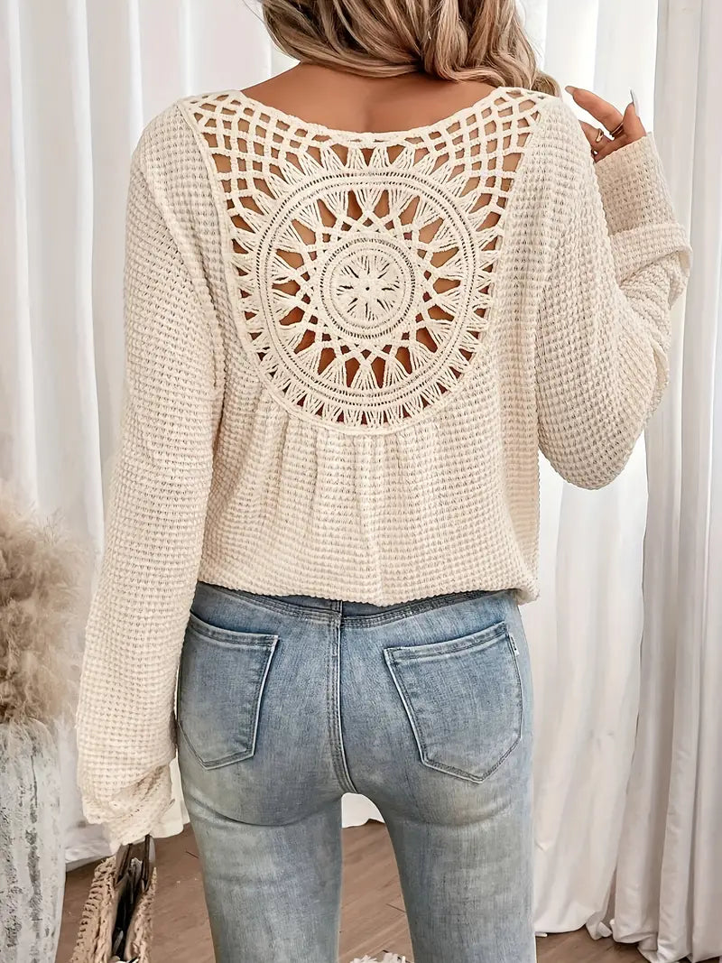Sassa™ - Elegante top de cuello en V tipo waffle