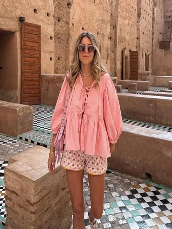 Blusa con Lazo de Encaje
