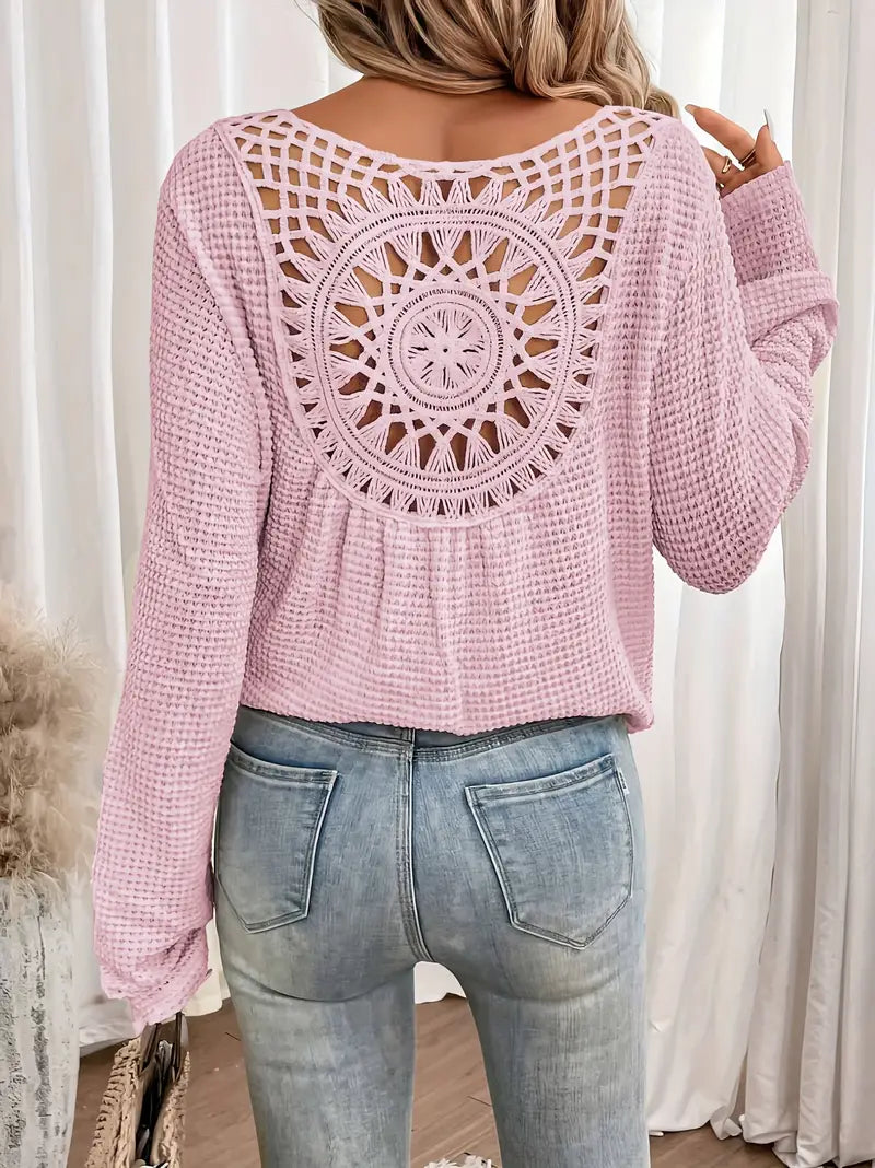 Sassa™ - Elegante top de cuello en V tipo waffle