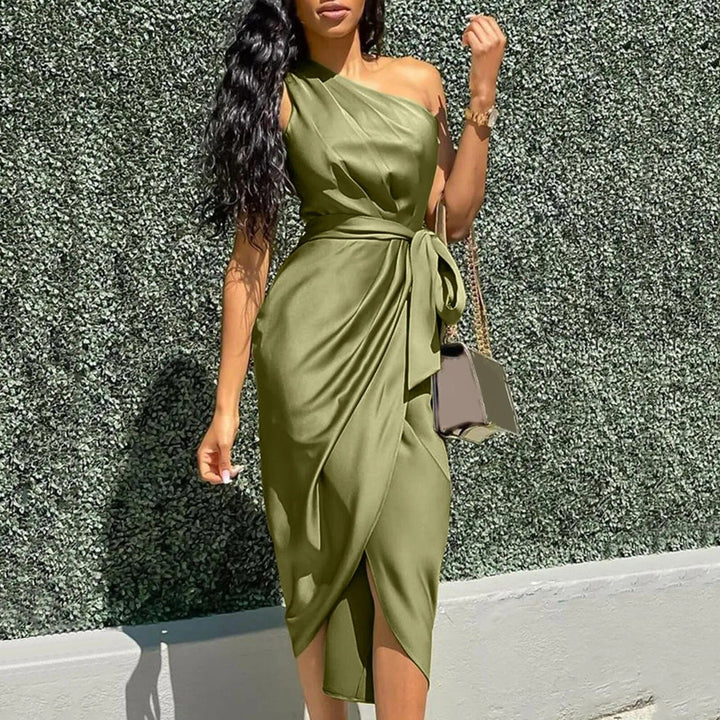 Eve™ | Vestido Maxi Asimétrico de Seda con Volantes