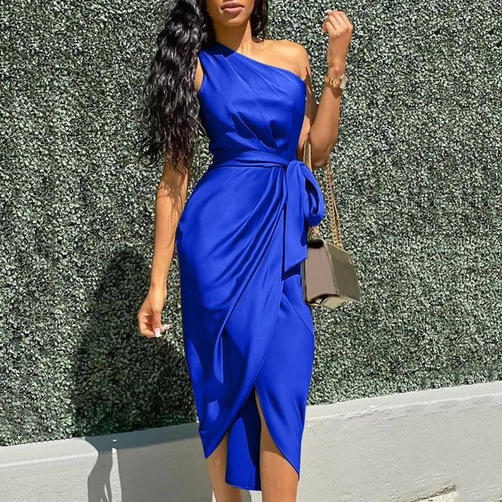 Eve™ | Vestido Maxi Asimétrico de Seda con Volantes