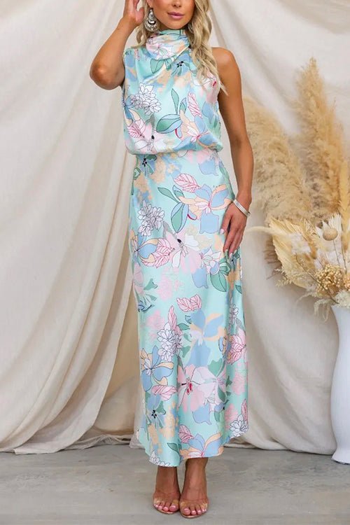 Georgia™ | Vestido Maxi de Satén Impreso
