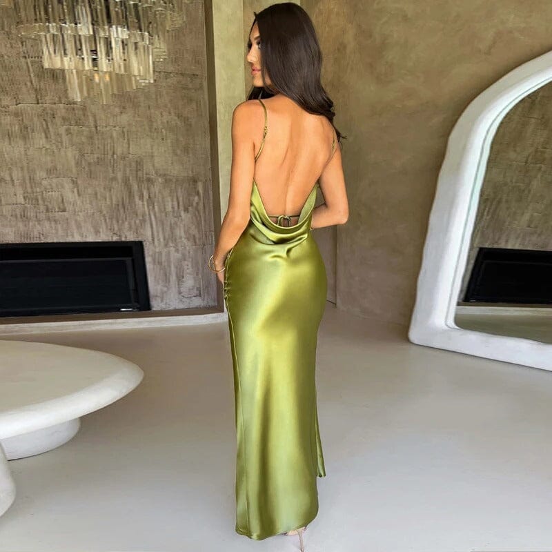 Lily™ | Vestido Maxi de Satén con Tiras de Espagueti