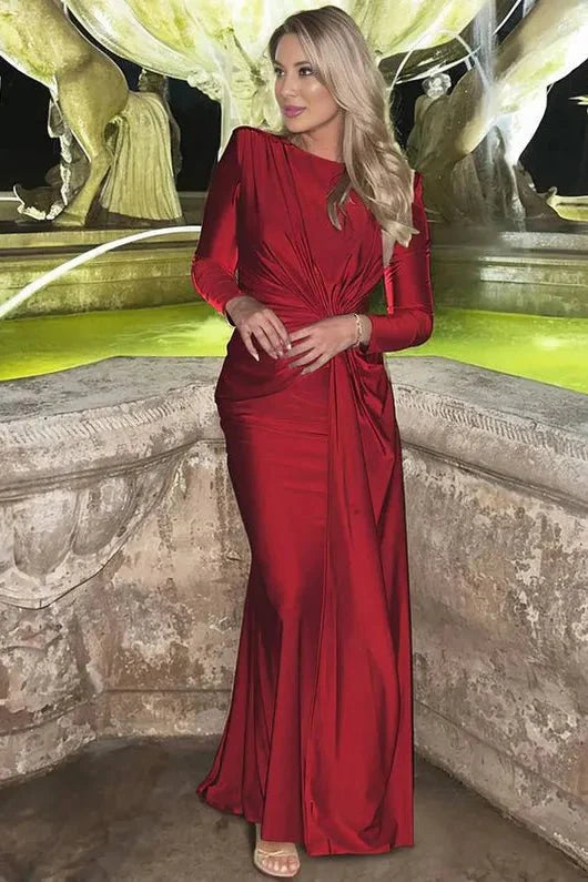 Michaela™ | Vestido Maxi de Manga Larga con Torcido Frontal Elegante