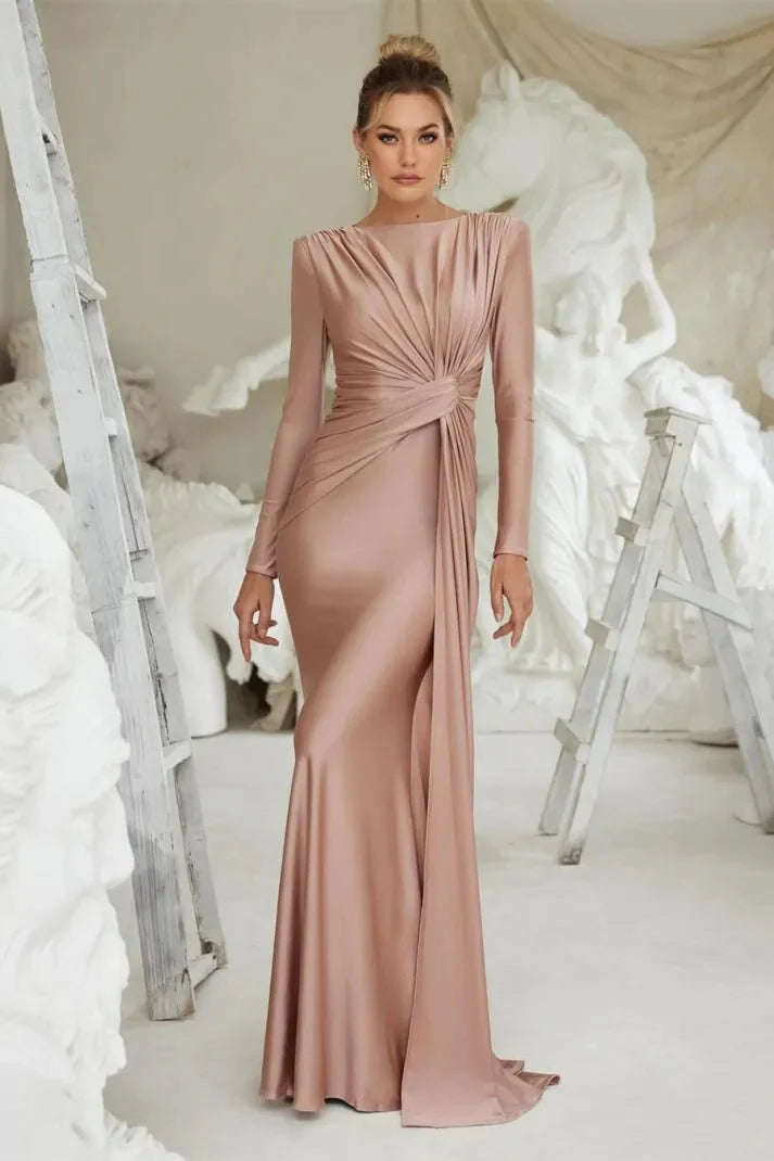 Michaela™ | Vestido Maxi de Manga Larga con Torcido Frontal Elegante
