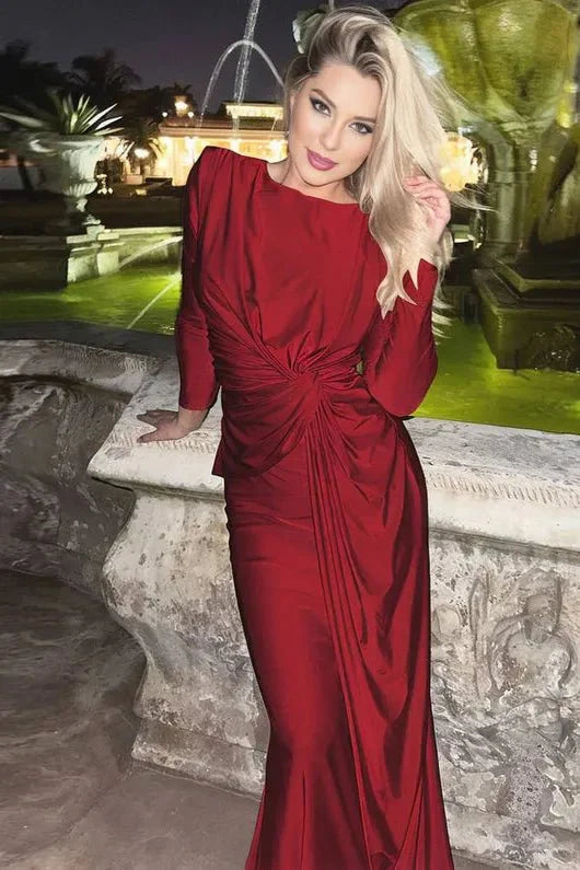 Michaela™ | Vestido Maxi de Manga Larga con Torcido Frontal Elegante