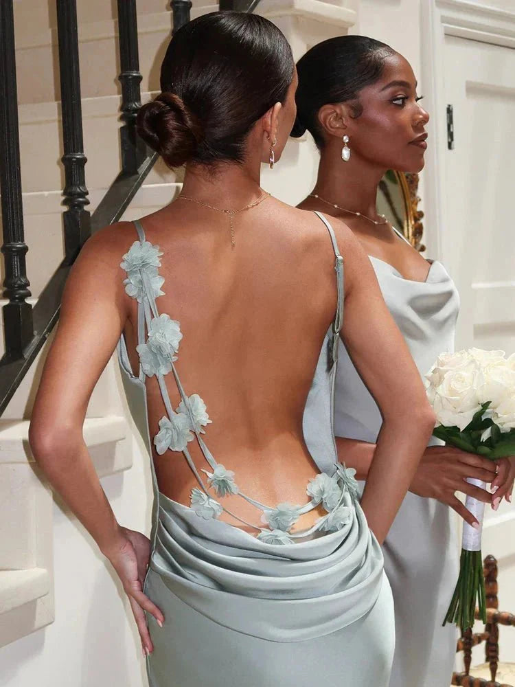Nina™ | Vestido de fiesta de lujo en seda con volantes
