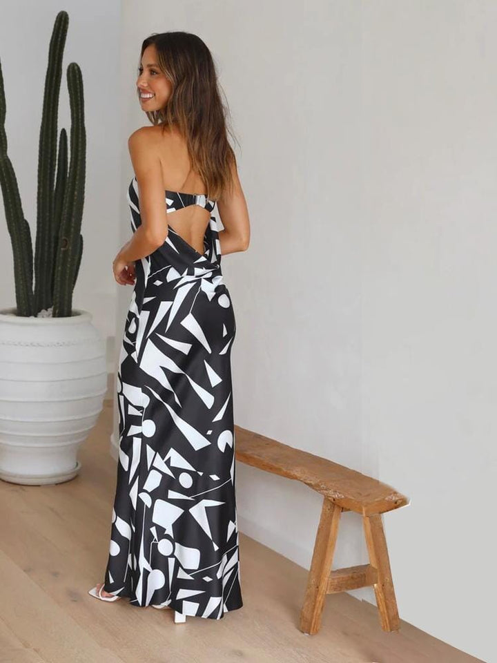 Nova™ | Lujosa Vestido Maxi Sin Tirantes de Seda
