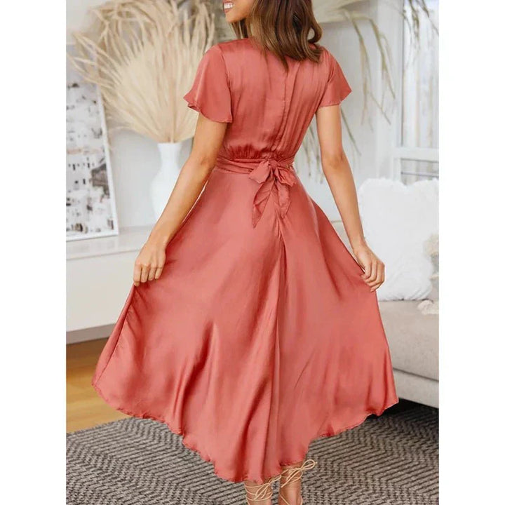 Rosella™ | Elegante vestido midi de manga flutter